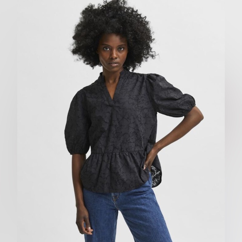 Selected Femme | Petite Lace Peplum Top - 34